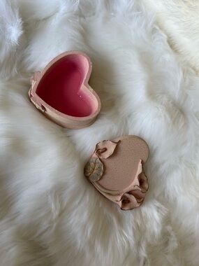 Vintage Heart Shaped Trinket Box With Lilies